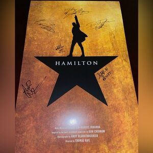 Hamilton Signed Art Poster. Hamilton By Lin-Manuel Mirada Cast Hand Signed 14x22